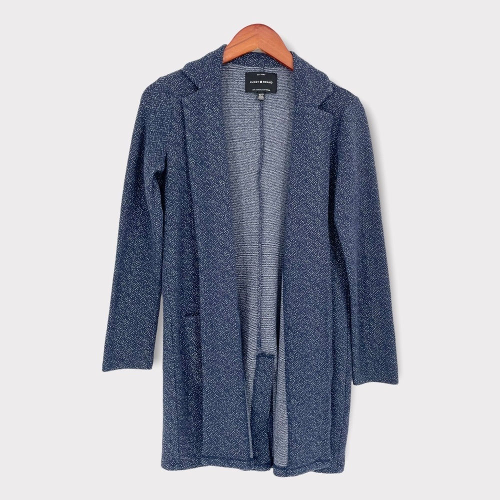 Lucky Brand Blue Textured Car Coat